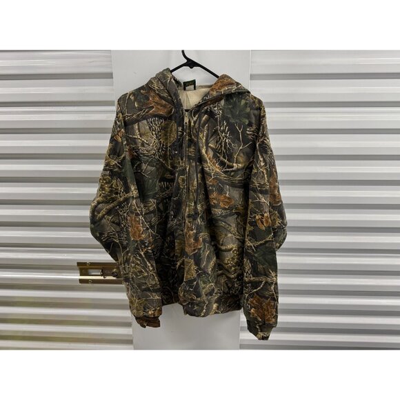 Cabela's Size XL Green Camo Hooded Full Zip Mesh Lined Jacket Zip Pockets - Picture 1 of 7